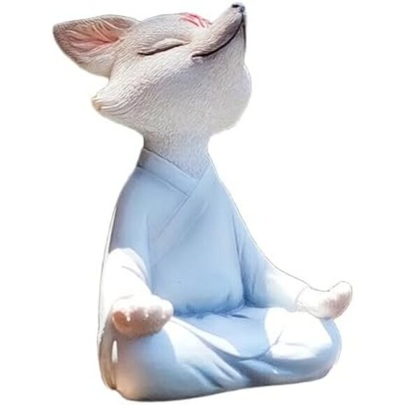 Resin Zen Meditating Buddha Fox Yoga Figurine Decor for Patio Garden Tabletop - Picture 6 of 6